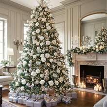 40支仿真玫瑰花束，丝绸假花，逼真长茎玫瑰，适用于婚礼装饰、新娘送礼会中心摆件、插花、派对家居餐桌装饰、生日、周年纪念、节日装饰 - 白色 - 查看 7