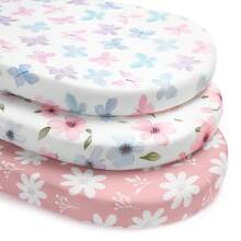 婴儿床弹力床单，男女宝宝通用，柔软透气，适用于椭圆形摇篮、摩西篮和长方形床垫。