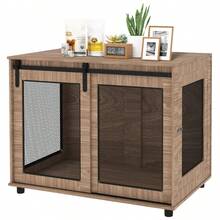 Caixa de transporte para cães PawHut, com portas com trava, 98 x 60 x 78 cm, marrom claro. - 1 - Ver 9