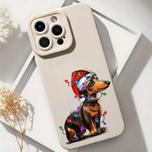 2026 nuevo mate teléfono case,Phone Estuche Navidad perro salchicha Con Luces Y Papá Noel El sombrero es adecuado para  15 Profesional máximo  14 Profesional  13  12  galaxia S23. S22. 21 20 Teléfono Estuche pareja Teléfono Estuche Regalo Para Novio Novia Vacaciones Regalo, Adecuado para  11 a 17,  serie - Azul Klein - Ver 6