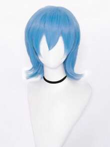 男女通用角色扮演短款反卷波波头，带刘海，蓬松波浪动漫风格，16英寸耐热合成纤维假发，角色扮演精灵短发，动漫发型 | 精灵短假发 - 彩色 - 查看 20