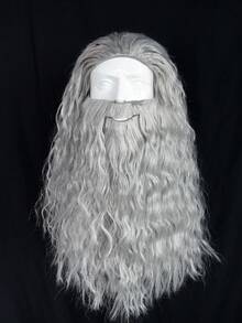 Long Curly Gray Wig And Beard Set, Grey Wizard Curly Wig And Beard Christmas Cosplay Santa Claus Costume Accessory For Adults, Synthetic Hair For Men Party Wigs, Funny Father Time Costume Wig, Long Gray Old Man Wig, Warlock Caveman Mustache Wig, Classic Celebrity Film Character Hair Wig, Professional Bible Jesus Wig