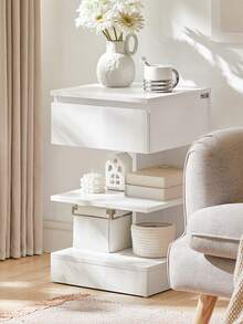 SoBuy FBT49-N, Bedside Table Night Stand Side Table End Table Coffee Table With 1 Drawer And 2 Shelves, Natural