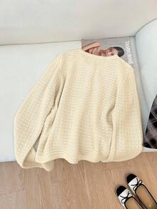 Áo len cardigan cài nút thời trang - Áo len dài tay thường ngày, màu trơn, thời trang thu đông cho nữ - Rượu sâm banh - Xem 8