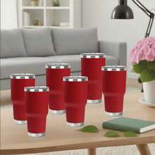 6 taza azas Térmicas de Acero Inoxidable - Ideales como taza de café, taza de viaje, tazas para auto, tazas para exteriores o tazas de cerámica para té/café. Perfectas para salidas, camping y actividades deportivas; regalos sorpresa de cumpleaños (o regalos festivos como - Rojo - Ver 10