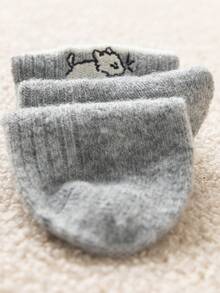 3 Paar Kinder Woll-Mischung Socken bis zur Mitte des Knöchels, süßes Cartoon-Design, dick und warm, bequem und vielseitig, geeignet für den täglichen Gebrauch, Sport, Schule, Herbst/Winter