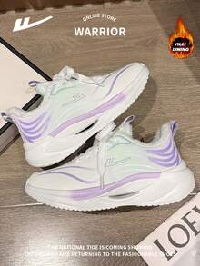 WARRIOR 1 Đôi Giày Thể Thao Buộc Dây Phía Trước Cho Nữ, Giày Chạy Bộ Lưới Thoáng Khí Chống Trượt Bền Thoải Mái Nhẹ Đa Năng Cho Mặc Thường Ngày Ngoài Trời - Trắng, tím và xanh lá cây {có lót lông cừu} - Xem 5