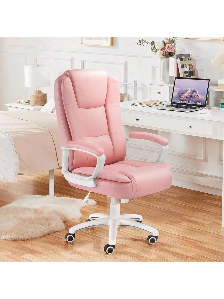 Big And Tall Executive Office Chair - High Back PU Leather Computer Chair, Ergonomic Adjustable Height With Cushioned Armrests For All-Day Comfort,Thanksgiving,Christmas Gift - Hồng - Xem 1