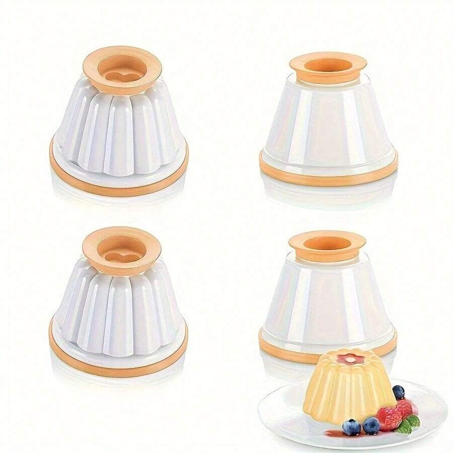 4件套布丁/慕斯模具套装，带盖果冻模具，适用于制作果冻、意式奶冻、蛋奶沙司和巧克力甜点 - 彩色 - 查看 1