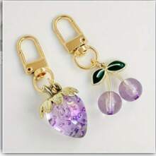 Fresh Cherry Strawberry Keychain Pendant Girly High-End Feel Women's Bag Car Hanging Decoration - 粉紅色草莓 - 查看 4