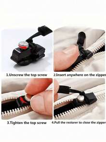 ProZip Universal Zipper Repair Kit - Durable, Easy-Install, No-Sew Replacement Zipper Heads With Quick Fix Slider For Jackets, Luggage, Backpacks, Boots - Premium Black Zip Fixer For Long-Lasting Repair
