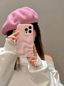 Apple 2000s Fashion 1pc Y2K Matte Silicone Asymmetrical 3D Wavy Pattern Minimalist Solid Color Shockproof Phone Case Compatible With Iphone 15/15 Pro Max/15 Pro/15 Plus/11/12/13/14/16 Pro Max/XS/XR/11 Pro/11 Pro Max/12 Pro/12 Pro Max/13 Pro/13 Pro Max/7 Plus/14 Pro/14 Pro Max/14 Plus/16 Pro/16 Plus/7 Plus/8 Plus/8/SE2, Black/Pink/Burgundy/Blue Waterproof Anti-Fall Scratch Resistant - Baby Pink - View 4