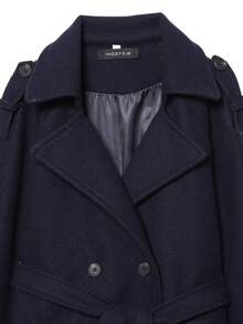 Seelio 秋冬新款女士欧美时尚经典双排扣风衣羊毛大衣 - 藏蓝色 - 查看 9