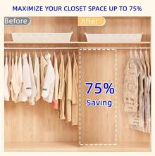 6 Bolsas Colgantes de Almacenamiento al Vacío, Bolsas de Vacío para Ropa(Colgar Entre 15 y 20 Prendas),Trajes, Vestidos, Abrigos, Organizador de Armario Reutilizable (3*(67X90CM y 67X110CM)) - 67 x 110 cm - Ver 9