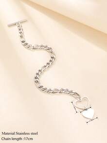 Minimalist Elegant Heart Shaped Stainless Steel Pendant, Gift For Women - Bracelet - View 5