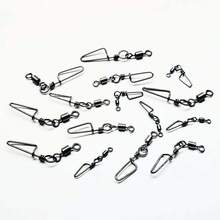 50pcs/Box Fishing Connector Pin Bearing Rolling Swivel Stainless Steel With Snap Fishhook Lure Swivels Tackle
