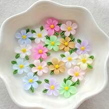 20 Mixed Resin Mini Flower Leaf Flat Back Figurines - Rich In Color, Versatile, Perfect For Nail Art, DIY Crafts, And Jewelry Making - 20 - View 3