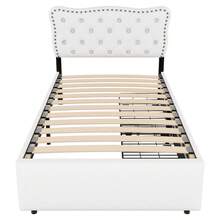 Flat Bed 90*200, Padded Bed, Bedside Table Cushion With Decorative Studs, Double Drawers, Light Beige Color - 淺米色 + 中密度纖維板 + 90公分*200厘米 - 查看 7