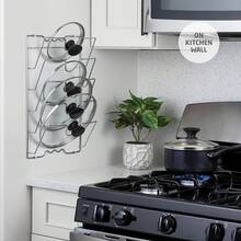 Heavy Duty Stainless Steel Pot Lid And Frying Pan Rack - Space-Saving Vertical Kitchen Organizer, Wall-Mounted Cabinet Rack, Suitable Home And Restaurant - Easy Installation, Modern Design - 銀色 - 查看 2