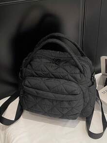 Mini Backpack, Corduroy Solid Color Small Backpack, Suitable For Outing, Travel, Shopping, Vacation, Multipurpose Small Bag - Black - View 4