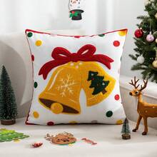 1 pieza Funda de almohada bordada con árbol de Navidad, estilo navideño adecuado para sala de estar, dormitorio, todo el año