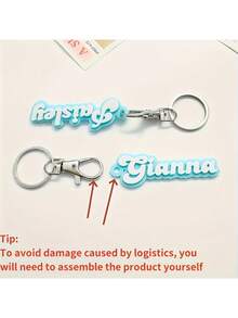 1pc Customized Pastel Keychain - Personalized With Name/Letter (Soft Macaron Colors: Pink, Teal, Mint Green, Lavender), Metal Ring - Elegant Gift For Women, Birthday, Anniversary - Suitable For Backpack, Keys, Daily Carry - Durable Lightweight Acrylic Charm, Fashionable Keyring, Smooth Surface, Decorative Key Chain, Women Accessory - Style 37 - View 7