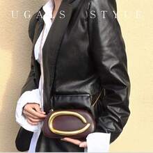 1 Pc PU Clutch Bag With Gold Metal Accent & Chain Strap, Stylish Black Evening Handbag With Unique Design, Ideal Valentine's Day Gift & Personalized Accessory, Fashionable Choice For Parties, Weddings, Galas, Dinners, Elegant Ladies Bag With Affordable Luxury Feel - 咖啡棕 - 查看 8