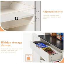 72" Farmhouse Kitchen Pantry In Antique White, Wooden Cupboard With Drawer And Adjustable Shelves, Tall Organizer Storage Cabinet For Kitchen Or Dining Room - 古董白 - 查看 6
