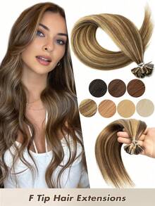 50pcs/Pack Human Hair Extensions, Flat Tip Extensions, 14-22 Inches Straight Hair, Keratin Bonded Extensions, Invisible F-Tip Real Human Hair Extensions - Multicolor - View 27