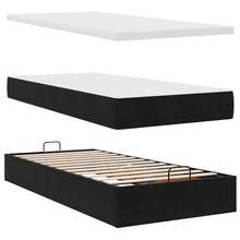 vidaXL Samt-Ottomanen-Bett Mit Matratze, Schwarz, 100x200 Cm - Black - View 8