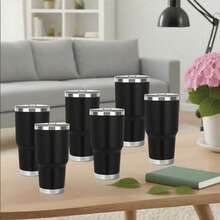 6 taza azas Térmicas de Acero Inoxidable - Ideales como taza de café, taza de viaje, tazas para auto, tazas para exteriores o tazas de cerámica para té/café. Perfectas para salidas, camping y actividades deportivas; regalos sorpresa de cumpleaños (o regalos festivos como - Negro - Ver 2