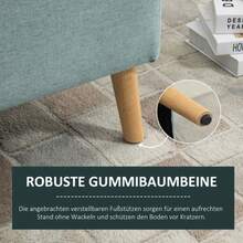 HOMCOM Light Green Upholstered Bench With Storage, 110x39x45cm, Made Of Polyester With A Linen Look And Rubberwood, Scandinavian Design