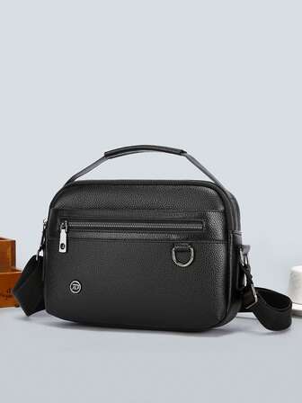 1 st. koreansk stil enfärgad axelväska, axelväska, handväska, fyrkantig väska, kameraväska, vattentät PU-läder multifunktionell casual affärsväska, studentväska, sportväska casual kurirväska, present till pojkvän, julklapp