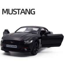 RMZCITY 1:36 比例福特野马合金车模 - 哑光黑/红，金属车身，可开门，摩擦动力，逼真车模，儿童玩具，成人收藏，节日/生日礼物