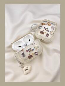 狗狗可爱旋转耳机保护套，兼容苹果1/2/3/4/Pro/Pro2(Nd)/Pro(3rd) - 白色 - 查看 2