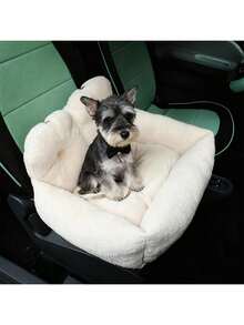 1pc Pet Travel Car Bed, Soft Car Bed For Small To Medium Pets, Comfortable With Adjustable Straps, Portable And Washable, Suitable For Car Trips - Beige - View 2