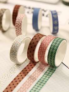Bộ 20 cuộn băng dính Washi họa tiết cơ bản, băng dính giấy mỏng với các hình dán hoa, sao, mũi tên, trái tim, thích hợp cho nghệ thuật, DIY, sổ tay, kế hoạch, album ảnh, trang trí gói quà. - Nhiều màu - Xem 6