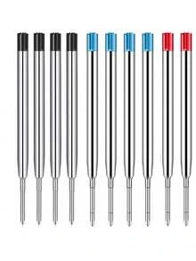 10pcs 9.9cm Metal Ballpoint Pen Refills Blue Ink Rods 1.0mm Medium Point Roller Ball Pens Refill Common Replacement Twist Oil Ink Pen Metal 424 Refills