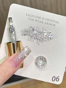 MIANEL 10ML 2026 新款追星追月铂金闪粉凝胶指甲油 冬季热销 亮白闪光指甲油 碎钻美甲 粉红美甲 女生礼物 美甲沙龙及DIY使用