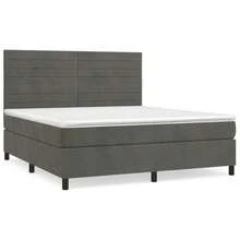 vidaXL Boxspringbett Mit Matratze, Dunkelgrau, 160x200 Cm, Samt - Grigio - Visualizzare 2