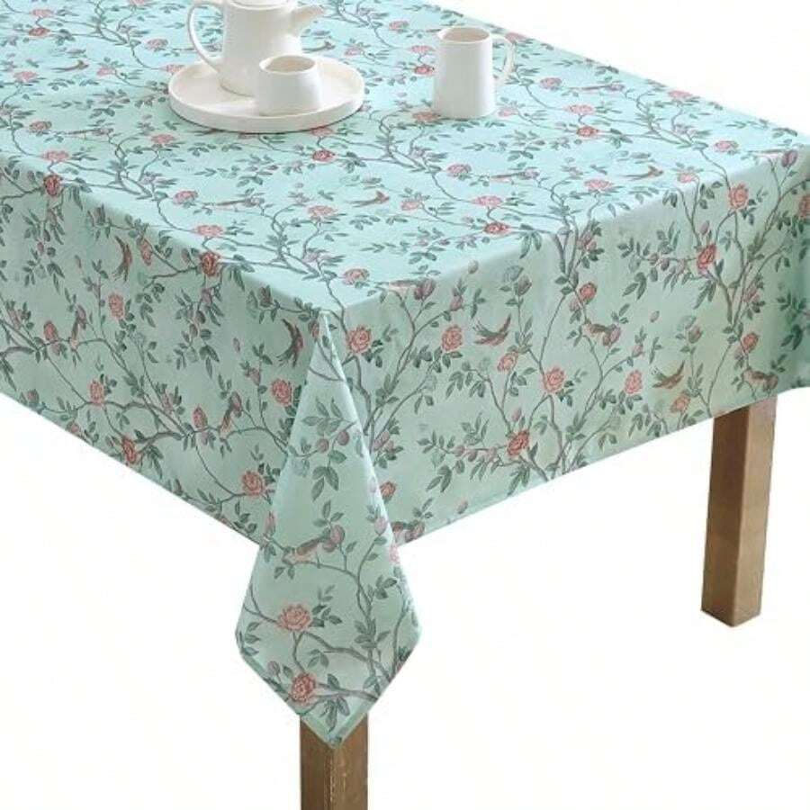 - Mantel Decorativo, Resistente a Las Arrugas y Las Manchas, Repelente Agua, Tela de poliéster Lavable de fácil Cuidado para Comedor, Cocina, día Festivo y Fiestas, 60 x 102 Pulgadas,(213.4 x 152.4 cm (Rectangular) Eglantine) - Multicolor - Ver 1
