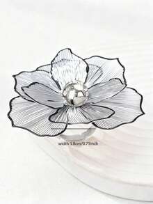 1pc Romantic Colorful Flower Shaped Ring, For Women - Silver - View 3