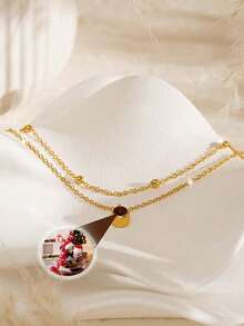 Kalung Proyeksi Rantai Ganda Kustom, Kalung Berlapis Foto Kustom, Kalung Foto, Perhiasan Kenangan, Hadiah untuk Sahabat Terbaik di Hari Ulang Tahun, Halloween, Natal - MultiWarna - View 5