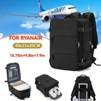 Ryanair Carry-On Luggage - 40 X 20 X 25 Cm (15.75 X 7.87 X 9.84 Inches) Best-Selling Large Capacity Travel Backpack With Shoe Compartment, Unisex, Commuter, Casual Backpack, Multi-Compartment Backpack, Laptop Backpack, Backpack With Release Buckle, Functional Laptop Backpack, Travel, Anti-Theft, Lightweight Durable Laptop Bag, Water-Resistant, College Laptop Bag, Fits 15.6 Inch Laptop ,University Bag , Back To School
