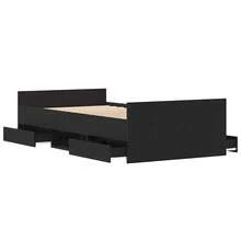 vidaXL Bettgestell In Schwarzeichen-Optik, 100 X 200 Cm, Holzwerkstoff - Black - View 5