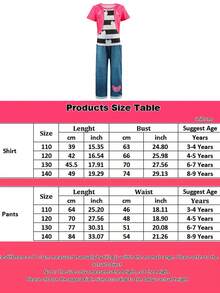 Cartoon Anime Costume Stage Performance Birthday Party Evening Clothing Top Pants Headband Sets - Hot Pink - View 2