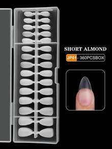 4 Styles Short Nail Tips Kit - 360pcs Gel Nail Tips Half Matte Coffin Nails Almond Nails Oval/Square And Round Sculpted Fake Nail Extension For Soft Gel Nail Tips Set Art DIY, Nail Designs, Short French Tip Press On Nails, Very Short Press On Nails, Aesthetic Nails, Salon Professionals, Beauty Enthusiasts - Clear - View 9