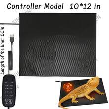 10W Reptile Heating Pad Tank Warmer With Temperature Control, Power Adjustment Under Terrarium Heater Heat Mat For Reptiles Turtle, Tortoise, Snakes, Lizard - Black - View 1