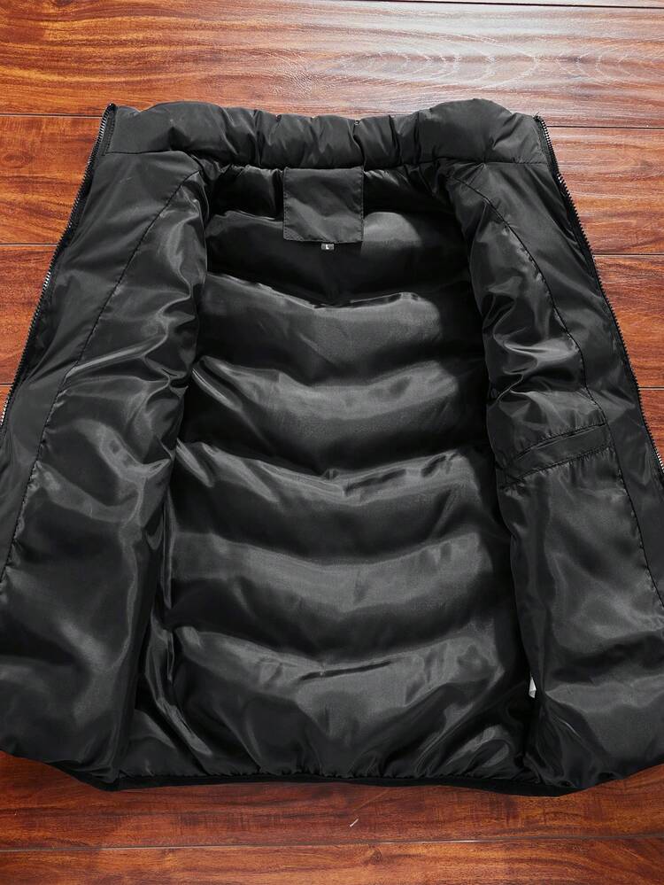 Gilet matelassé pour hommes, veste sans manches zippée, couche extérieure légère, sport noir automne hiver - Noir - Voir 2