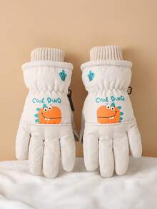 1 双儿童滑雪手套，防水保暖冬季手套，适合学生、骑行者，防风防寒，男女童均适用